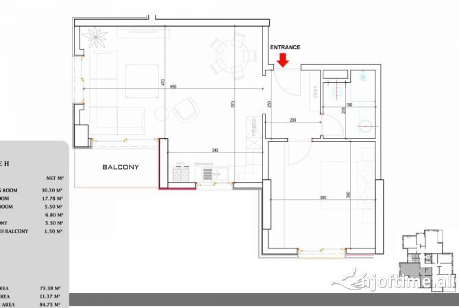 Shtepi ne shitje 1+1 ne Tirane - 152,550 Euro