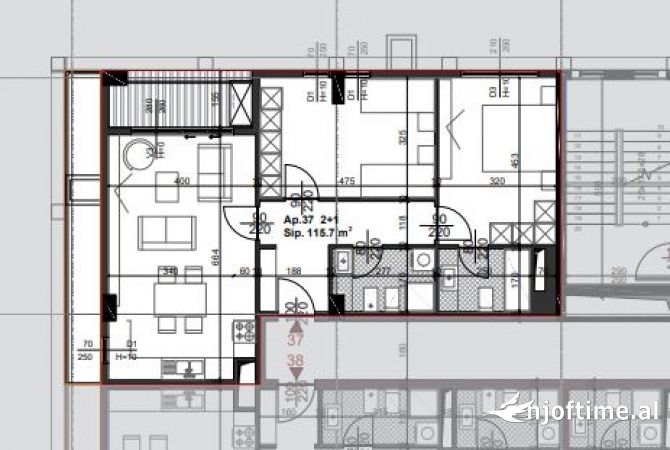 Shtepi ne shitje Apartament ne Tirane, 2+1, Mobilimi Bosh, pa mobiluar, Pagesa 168,800  Euro.