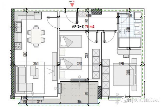Shtepi ne shitje Apartament ne Tirane, 2+1, Mobilimi Bosh, pa mobiluar, Pagesa 73,320  Euro.