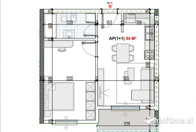 Shtepi ne shitje Apartament ne Tirane, 1+1, Mobilimi Bosh, pa mobiluar, Pagesa 50,760  Euro.
