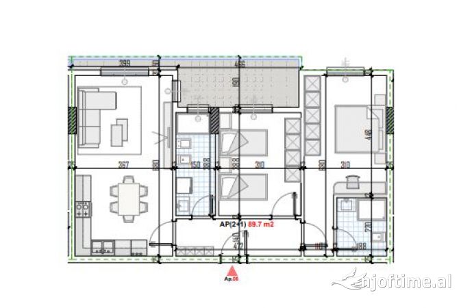 Shtepi ne shitje Apartament ne Tirane, 2+1, Mobilimi Bosh, pa mobiluar, Pagesa 84,320  Euro.