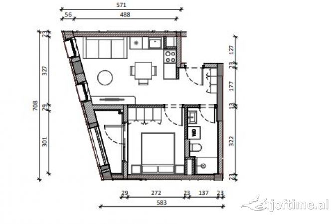 Shtepi ne shitje 1+1 ne Tirane - 75,000 Euro