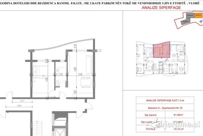 Shtepi ne shitje Apartament ne Vlore, 1+1, Mobilimi Bosh, pa mobiluar, Pagesa 187,000  Euro.