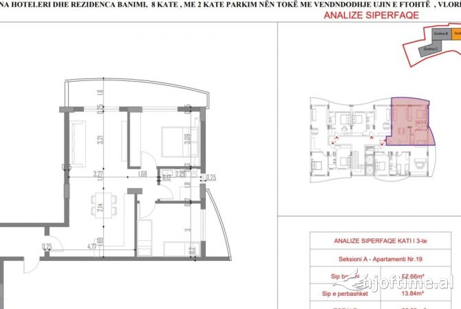 Shtepi ne shitje Apartament ne Vlore, 2+1, Mobilimi Bosh, pa mobiluar, Pagesa 262,000  Euro.