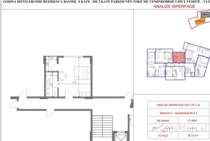 Shtepi ne shitje Apartament ne Vlore, Garsoniere, Mobilimi Bosh, pa mobiluar, Pagesa 101,000  Euro.
