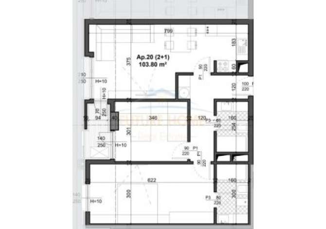Shtepi ne shitje Apartament ne Tirane, 2+1, Mobilimi Bosh, pa mobiluar, Pagesa 155,000  Euro.