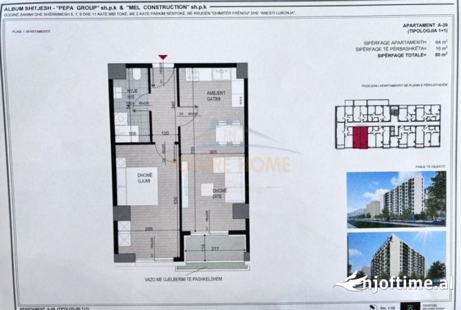 Shtepi ne shitje 1+1 ne Tirane - 108,000 Euro