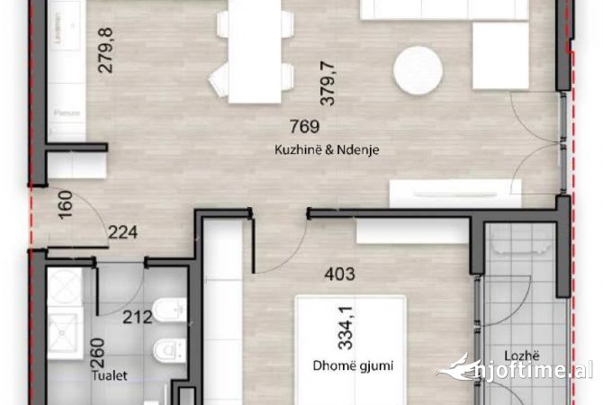 Shtepi ne shitje 1+1 ne Tirane - 119,000 Euro