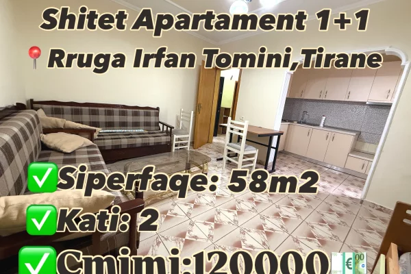 Shtepi ne shitje 1+1 ne Tirane - 118,000 Euro