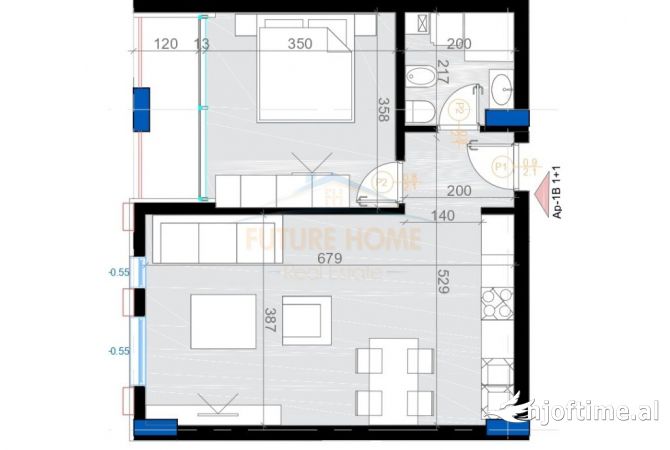 Shtepi ne shitje Apartament ne Tirane, 1+1, Mobilimi Bosh, pa mobiluar, Pagesa 132,800  Euro.