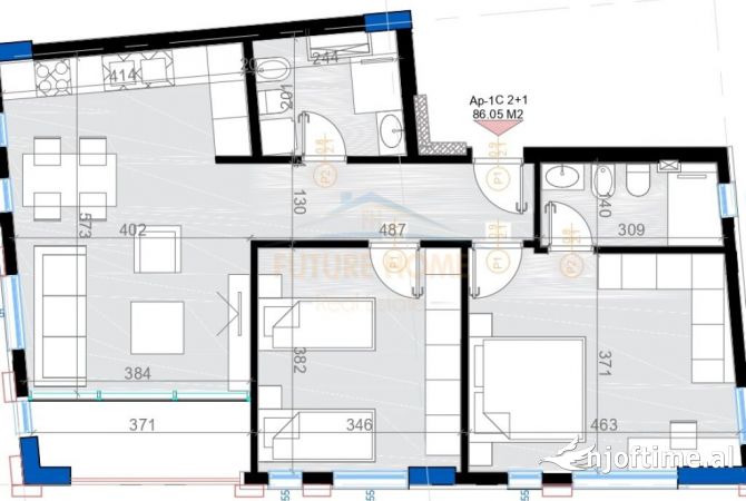 Shtepi ne shitje Apartament ne Tirane, 2+1, Mobilimi Bosh, pa mobiluar, Pagesa 199,800  Euro.