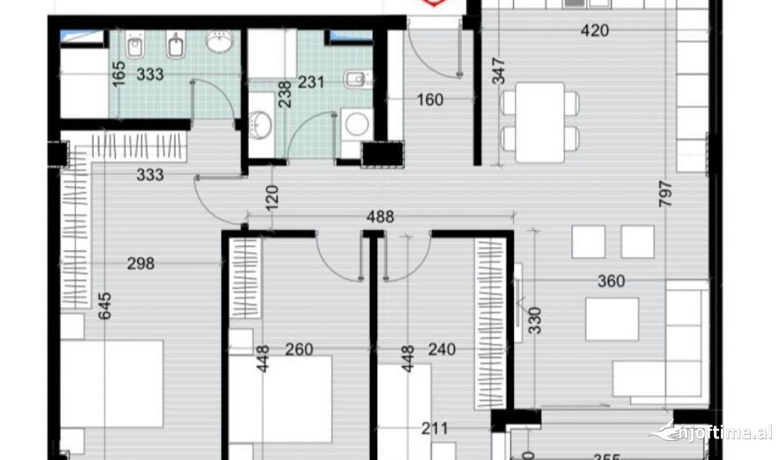 Shtepi ne shitje Apartament ne Tirane, 3+1, Mobilimi Bosh, pa mobiluar, Pagesa 133,200  Euro.