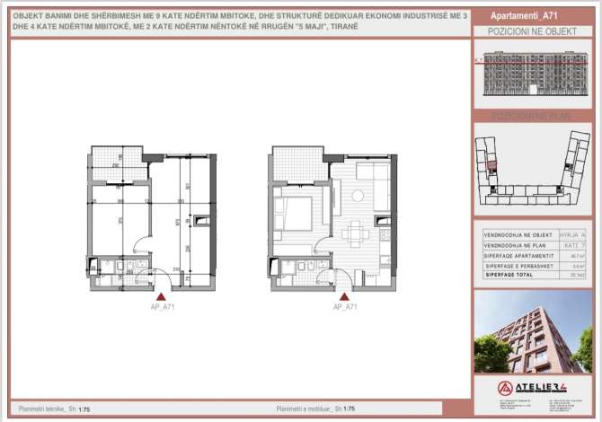 Shtepi ne shitje Apartament ne Tirane, 1+1, Mobilimi Bosh, pa mobiluar, Pagesa 78,000  Euro.