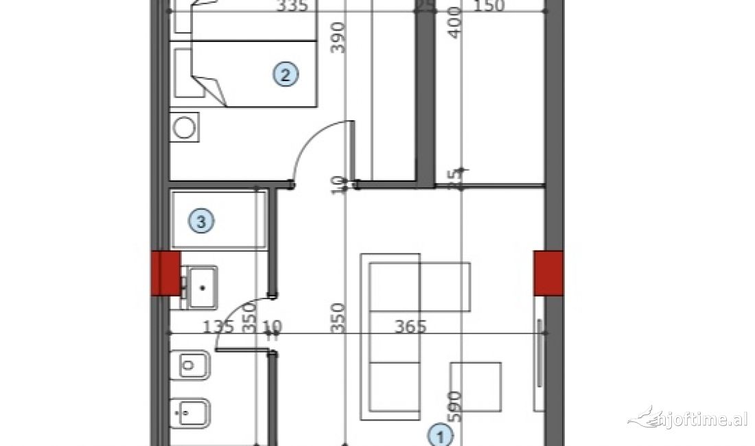 Shtepi ne shitje Apartament ne Tirane, 1+1, Mobilimi Bosh, pa mobiluar, Pagesa 93,800  Euro.