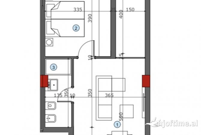 Shtepi ne shitje 1+1 ne Tirane - 93,800 Euro
