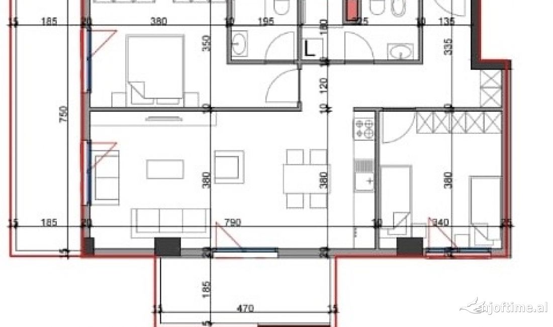 Shtepi ne shitje Apartament ne Tirane, 2+1, Mobilimi Bosh, pa mobiluar, Pagesa 183,900  Euro.