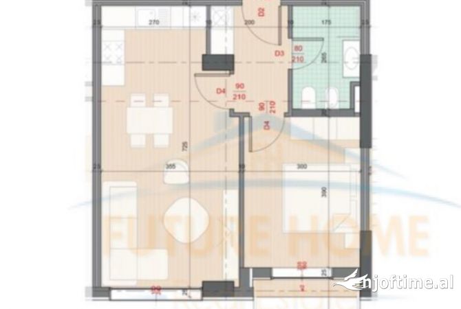 Shtepi ne shitje 1+1 ne Tirane - 88,504 Euro
