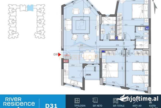 Apartment for sale in Tirana 3+1, Emty