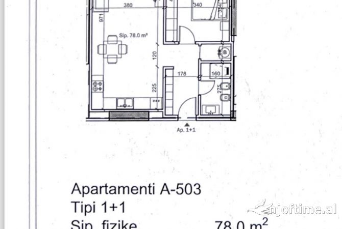 Shtepi ne shitje Apartament ne Tirane, 1+1, Mobilimi Bosh, pa mobiluar, Pagesa 223,080  Euro.