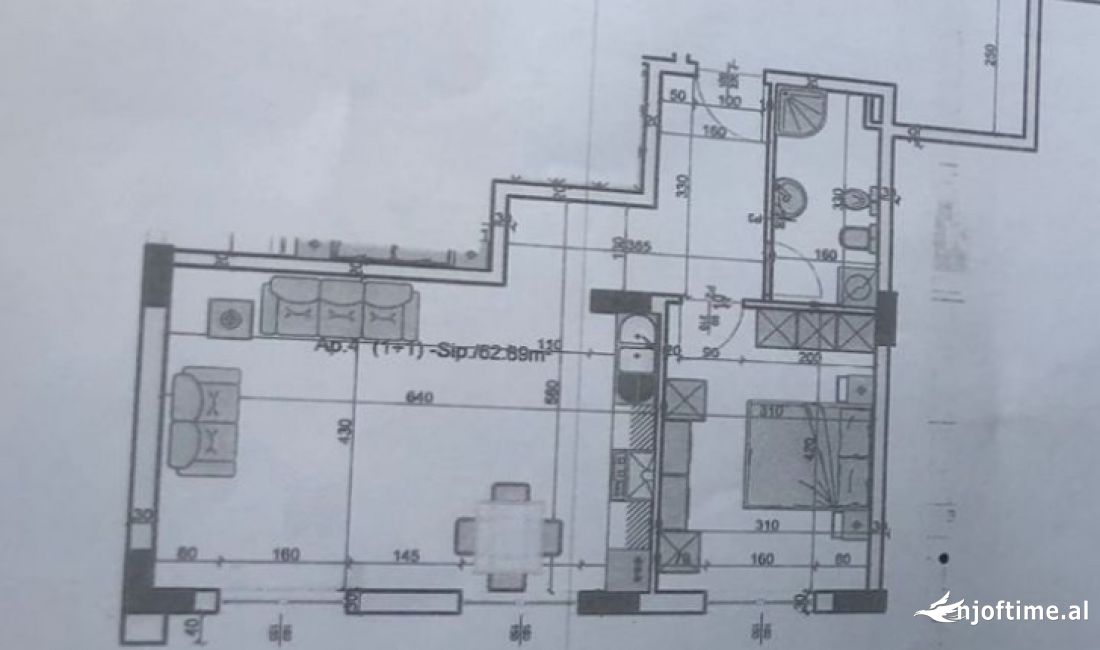 Shtepi ne shitje Apartament ne Tirane, 1+1, Mobilimi Pjeserisht e mobiluar, Pagesa 1,380,000  Euro.