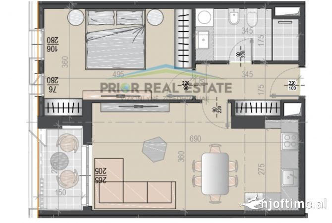 Shtepi ne shitje Apartament ne Tirane, 1+1, Mobilimi Bosh, pa mobiluar, Pagesa 136,800  Euro.