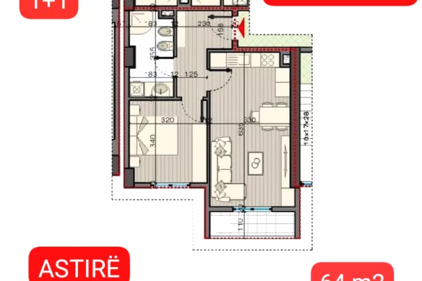 House for Sale 1+1 in Tirana - 85,000 Euro