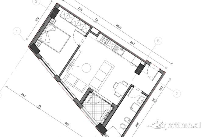 Shtepi ne shitje Apartament ne Tirane, 1+1, Mobilimi Bosh, pa mobiluar, Pagesa 97,000  Euro.
