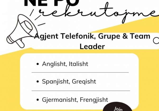 Njoftime Pune Agjent/e Telefonik, Team Leader & Grupe ne gjuhen Italiane🇮🇹, Angleze🇬🇧, Spanjolle🇪🇸, Gjermane🇳🇱, Frenge🇫🇷 & Greke.🇬🇷 dhe Team Leader