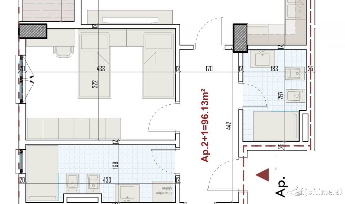 Shtepi ne shitje Apartament ne Tirane, 2+1, Mobilimi Bosh, pa mobiluar, Pagesa 116,500  Euro.