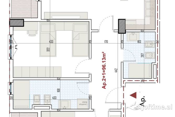 Ringside Residence,Paskuqan shitet apartament 2+1