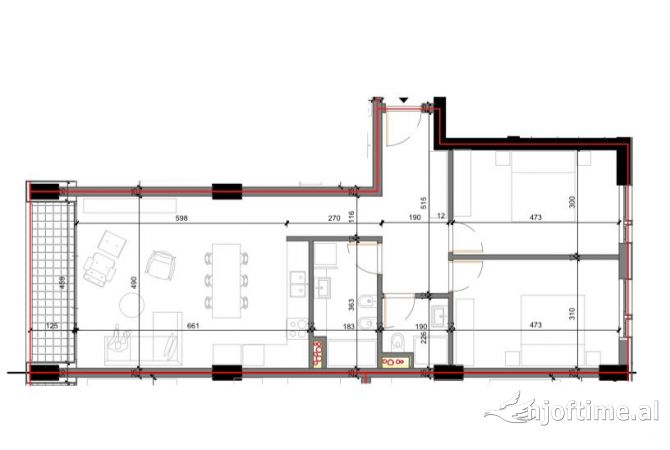 Shtepi ne shitje Apartament ne Tirane, 2+1, Mobilimi Bosh, pa mobiluar, Pagesa 122,000  Euro.