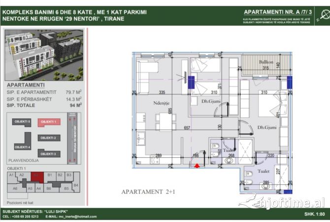 Shtepi ne shitje 2+1 ne Tirane - 108,500 Euro