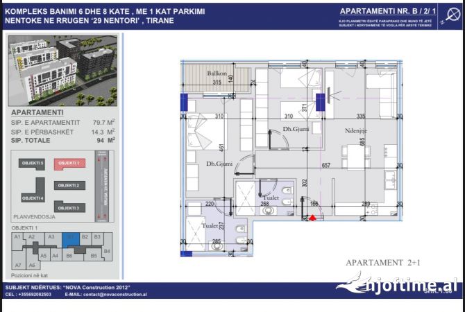 Casa in vendita 2+1 a Tirana - 117,500 Euro