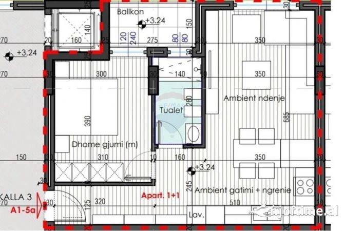 Shtepi ne shitje 1+1 ne Tirane - 102,300 Euro