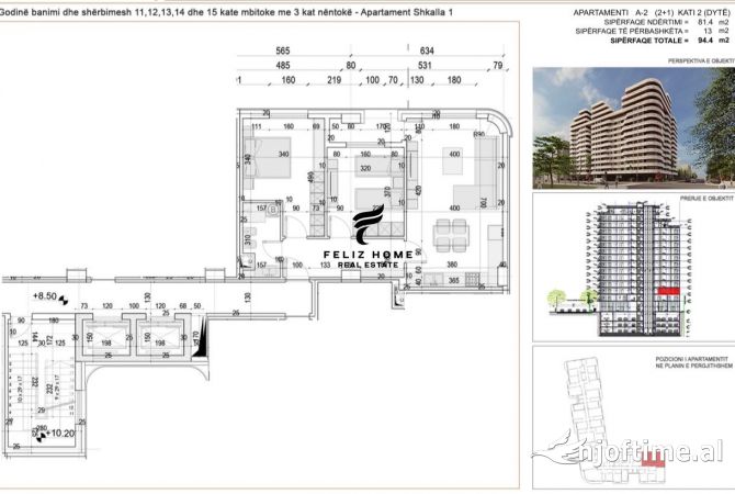 Shtepi ne shitje Apartament ne Tirane, 2+1, Mobilimi Bosh, pa mobiluar, Pagesa 207,680  Euro.