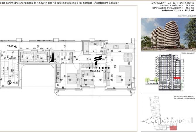 Shtepi ne shitje Apartament ne Tirane, 2+1, Mobilimi Bosh, pa mobiluar, Pagesa 247,000  Euro.