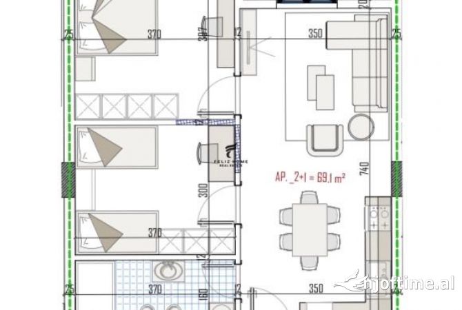 Shtepi ne shitje Apartament ne Tirane, 2+1, Mobilimi Bosh, pa mobiluar, Pagesa 76,000  Euro.