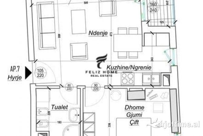 Shtepi ne shitje Apartament ne Tirane, 1+1, Mobilimi E mobiluar, Pagesa 95,000  Euro.
