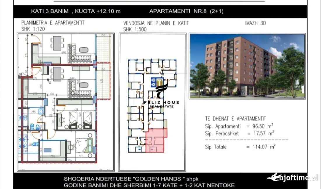 Shtepi ne shitje Apartament ne Tirane, 2+1, Mobilimi Bosh, pa mobiluar, Pagesa 132,250  Euro.