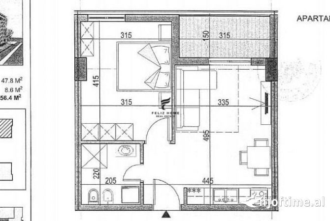 Shtepi ne shitje 1+1 ne Tirane - 64,000 Euro