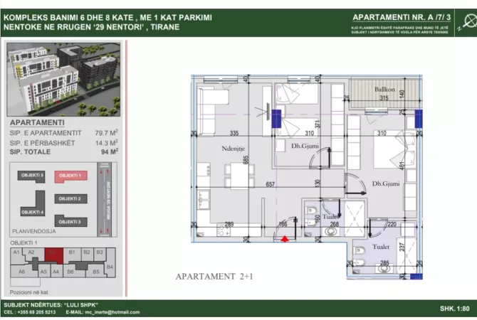 Shtepi ne shitje 2+1 ne Tirane - 12,200,000 Euro