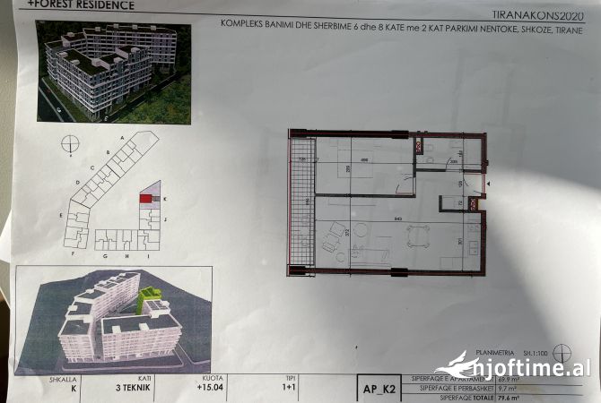 Shtepi ne shitje Apartament ne Tirane, 2+1, Mobilimi Bosh, pa mobiluar, Pagesa 117,000  Euro.