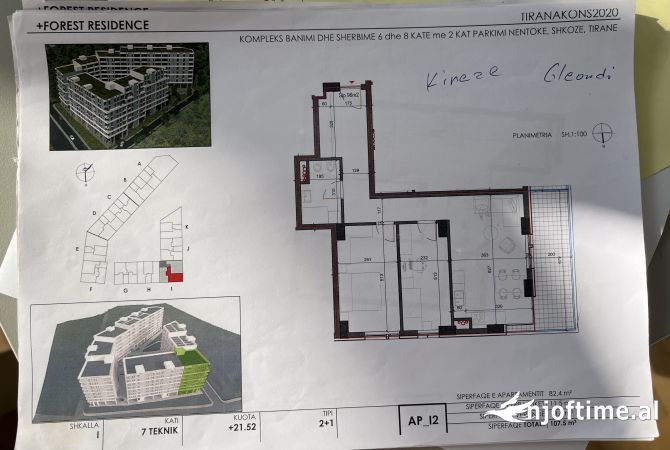 Shtepi ne shitje Apartament ne Tirane, 2+1, Mobilimi Bosh, pa mobiluar, Pagesa 117,000  Euro.