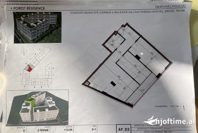Shtepi ne shitje Apartament ne Tirane, 2+1, Mobilimi Bosh, pa mobiluar, Pagesa 117,000  Euro.