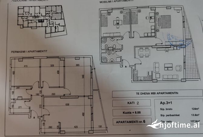 Shtepi ne shitje Apartament ne Tirane, 2+1, Mobilimi E mobiluar, Pagesa 258,000  Euro.