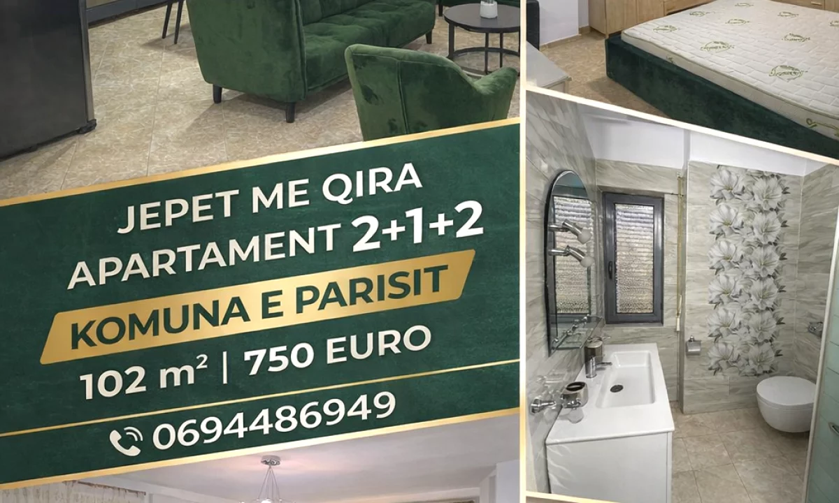 Shtepi me qera Apartament ne Tirane, 2+1, Mobilimi E mobiluar, Pagesa 750  Euro.