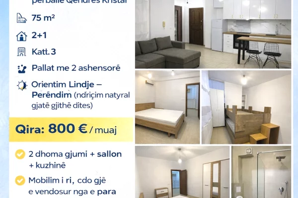 🔑 JEPET ME QIRA APARTAMENT 2+1 | KOMUNA E PARISIT – KRISTAL CENTER