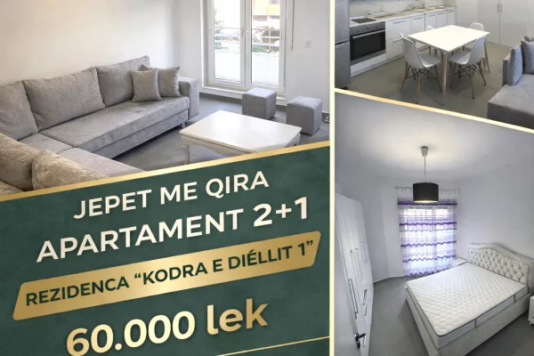 Shtepi me qera 2+1 ne Tirane - 60,000 Leke