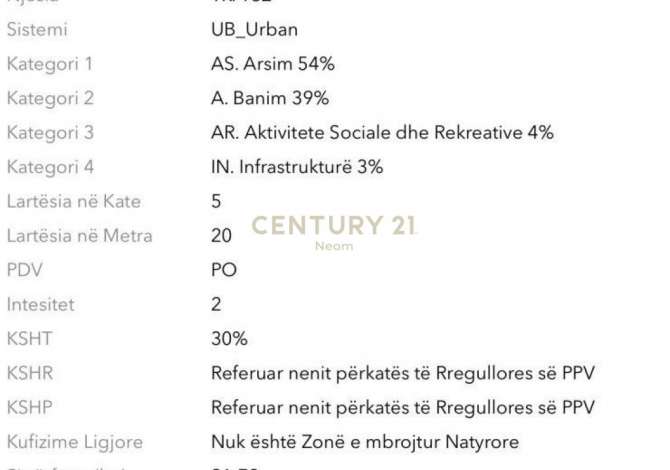 Truall ose Toke ne Tirane - 120,000 Euro