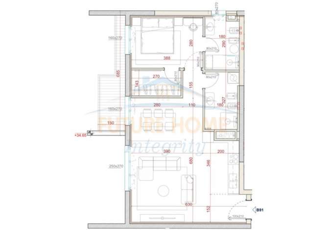 Shtepi ne shitje 1+1 ne Tirane - 187,700 Euro